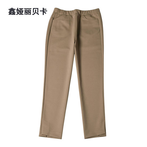 高腰通勤丽贝卡滑料小直筒九分裤