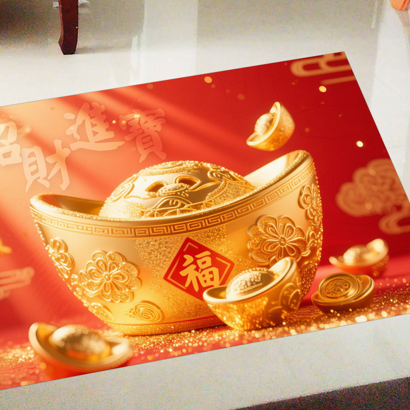 金元宝招财进宝步步生莲花招财鱼自粘地贴纸加厚耐磨防水防滑,家居饰品,软装墙贴,淘宝优惠券,粉丝福利购,淘宝优惠卷