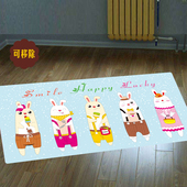 卡通小兔装 饰贴画地贴可移除防水防滑加厚耐磨超市商店瓷砖地贴纸