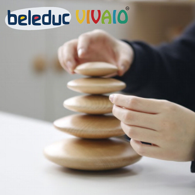 贝乐多VIVAIO圆形鹅卵石积木三角形方形堆叠平衡几何体搭建玩具