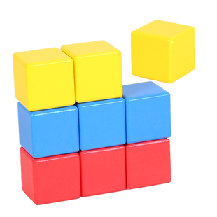 红黄蓝9个正方体3cm实心榉木 宝宝建构建抓握大颗粒 立方体积木块