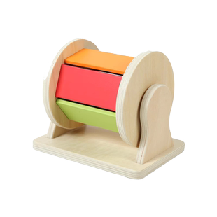 EDUcare0-3岁婴幼儿语言发展彩虹纺织筒宝藏球篮拼图木制早教玩具