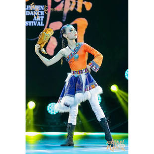 儿童藏族服装女藏族舞蹈演出服装藏族次仁拉索演出服藏舞舞蹈服装