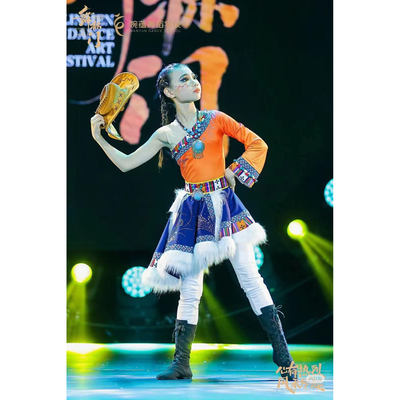 儿童藏族服装女藏族舞蹈演出服