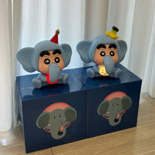 蓝色蜡笔小新象大号家居摆件拍拍灯可爱玩具客厅软装搭配生日礼物