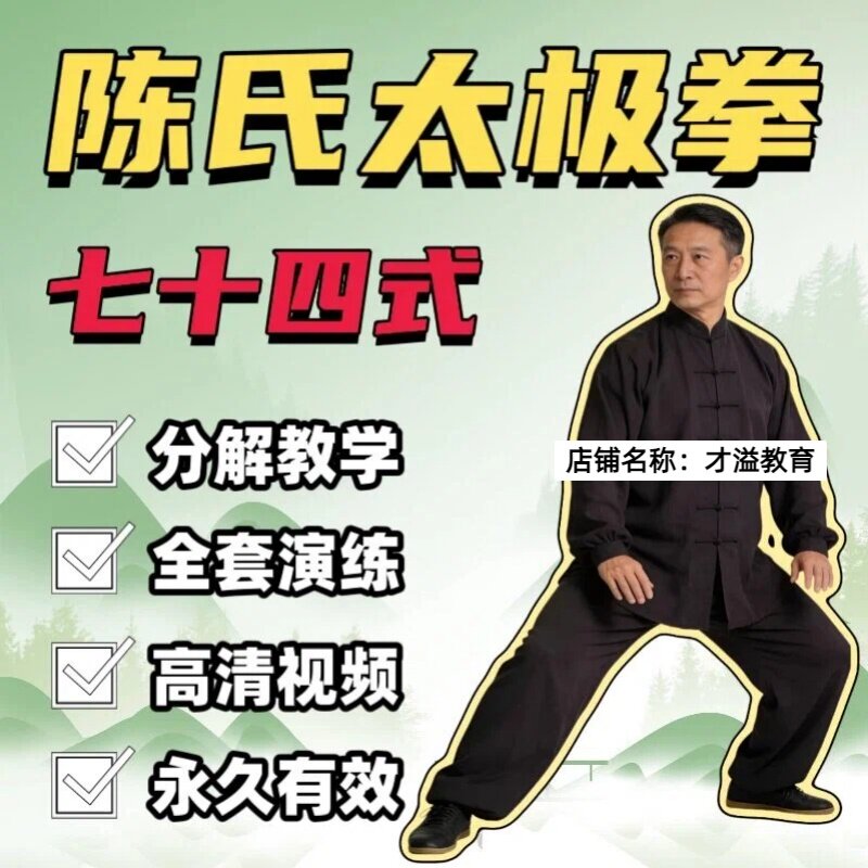陈氏太极拳教程 74式二十四式简化太极教学视频课程健身功教学