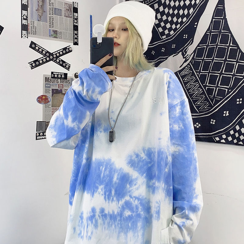 复古嘻哈暗黑机能风秋冬扎染个性T恤圆领休闲百搭上衣女街头潮流在类目 女装/女士精品, T恤中 - 来自Buy2taobao.com提供专业的淘宝代购服务