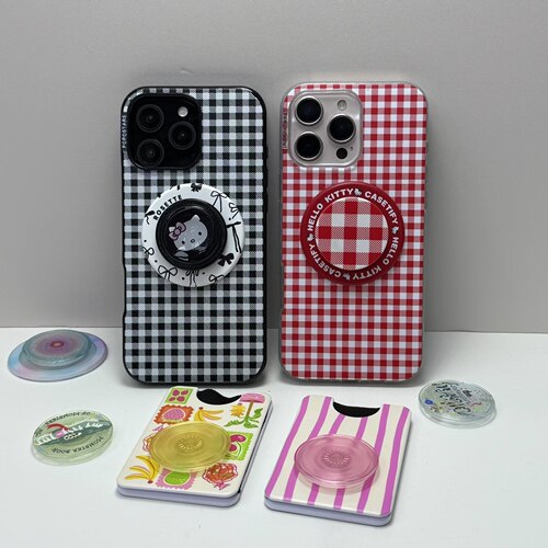 【泡泡骚超高版 强磁吸手机壳】黑白棋盘 红白棋盘hellokitty 磁吸支架iphone17promax苹果13/14/15/16手机壳