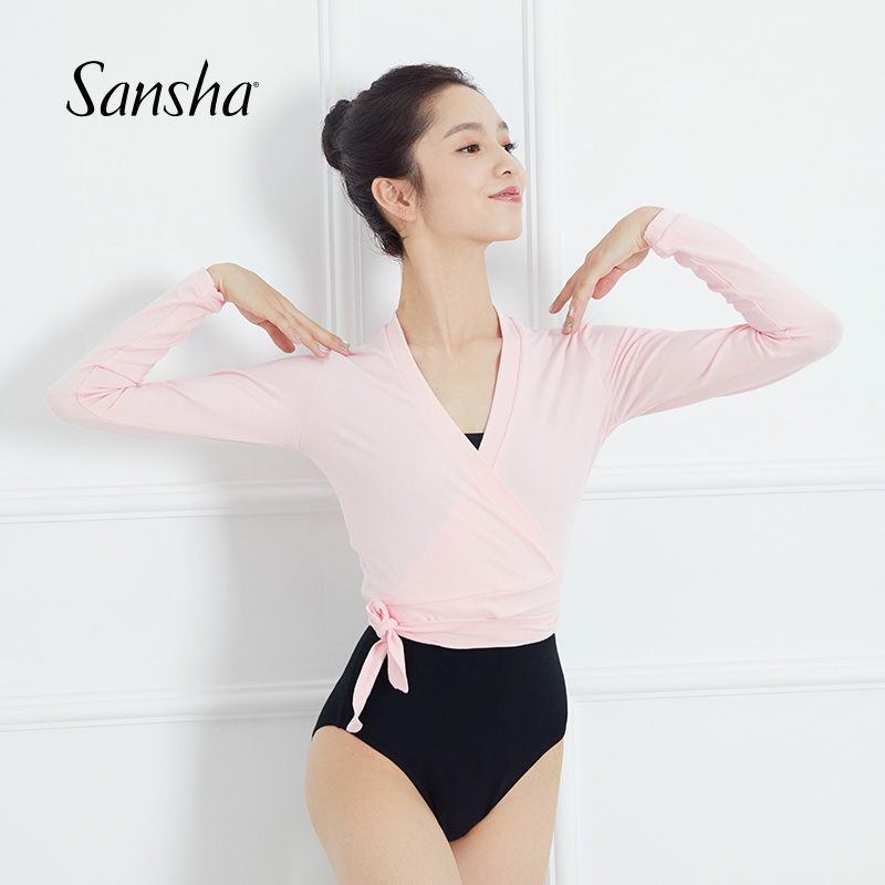 Sansha 法国三沙新款成人系带保暖衣舞蹈练功服长袖上衣芭蕾服棉