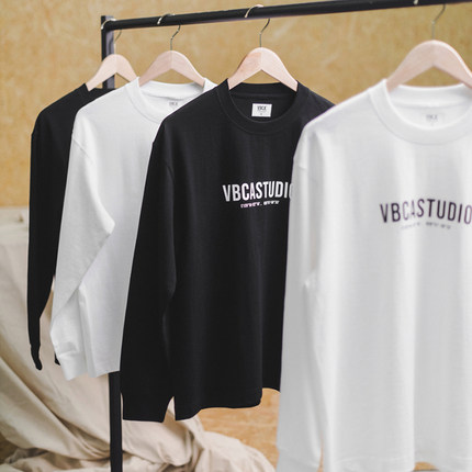 原创自制270g重磅秋季纯棉圆领长袖日系港风ins基础百搭宽松T恤男