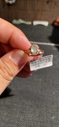 捡漏价缅甸天然A货翡翠玻璃种翡翠戒指戒圈流行手饰银拖s925活口