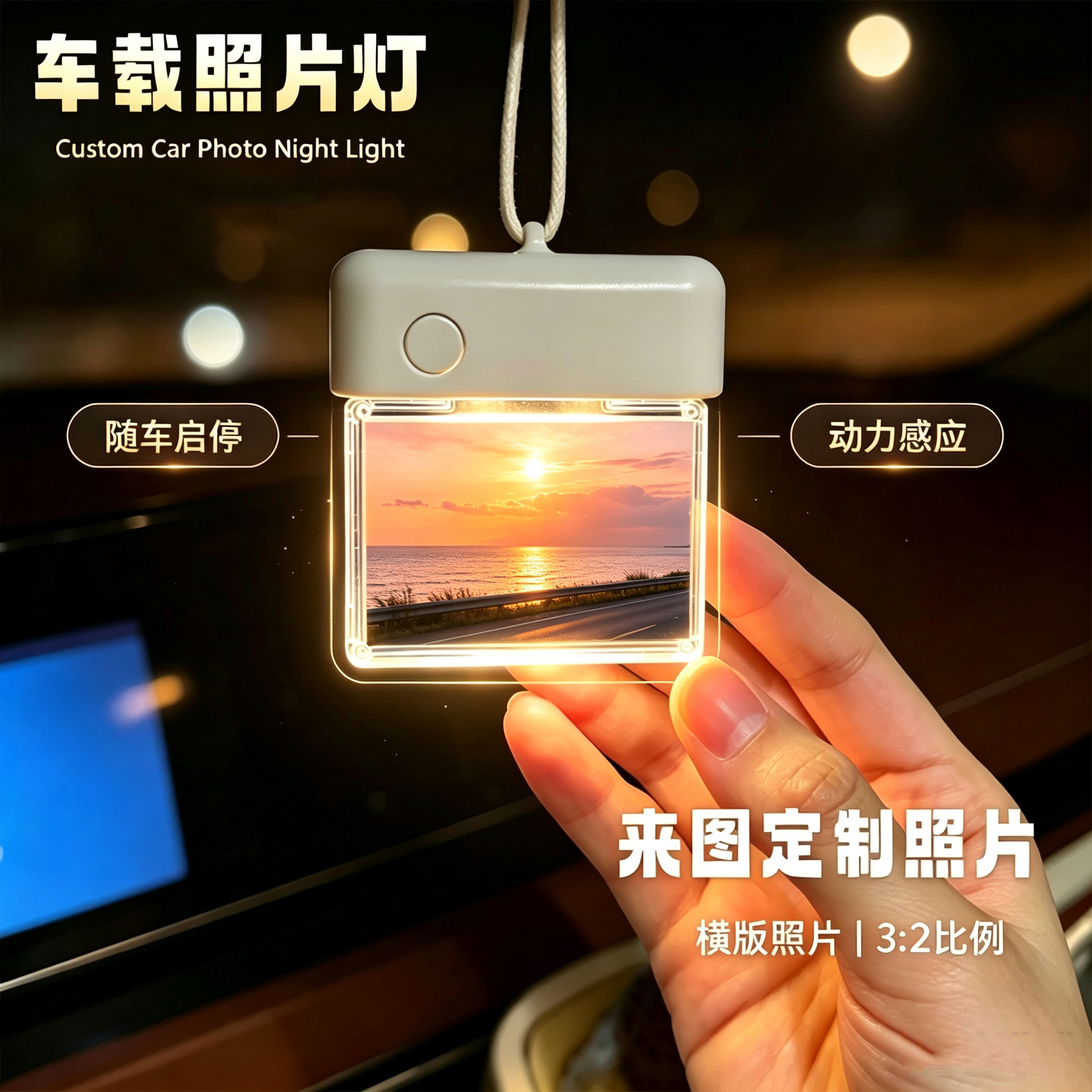 车载照片小夜灯车内饰品发光挂件