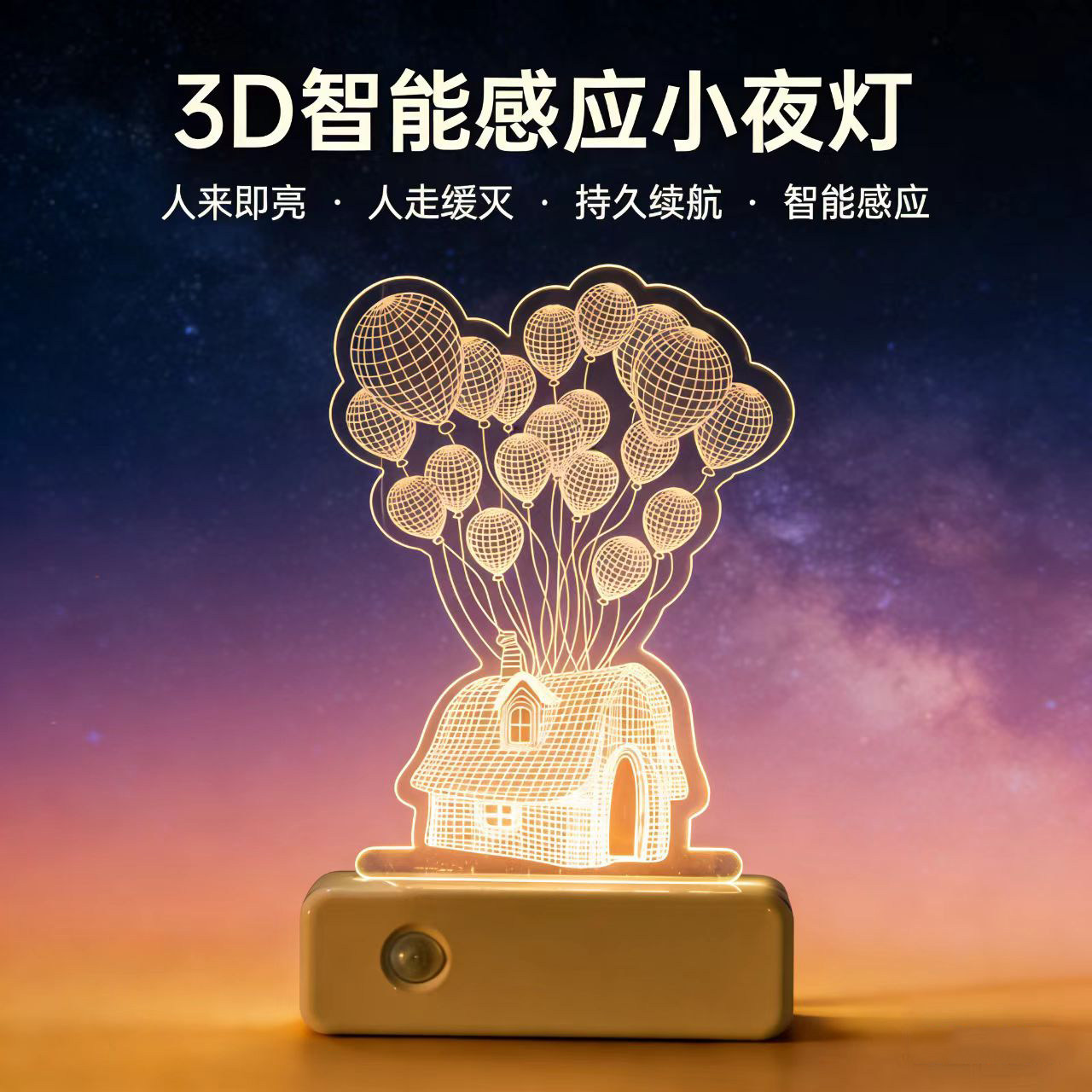 支持定制照片头像智能自动感应小夜灯壁灯起夜卧室床头装饰氛围灯