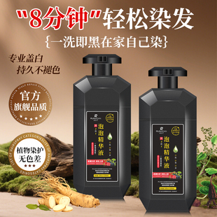 润丝丹洗发水一洗黑染发剂纯植物遮白发自然黑不沾头皮泡泡染发膏