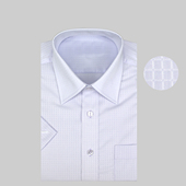 高档纯棉纯色免烫中年短袖 浅紫提花暗格纹衬衣 商务正装 衬衫 男士