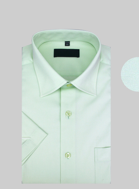 夏季男士纯色职业商务正装白色短袖衬衫 蓝色半袖男衬衣 商务厚