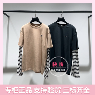 袖 条纹长袖 T恤圆领棉质1MY1024930 2026春新款 欧时力国内代购