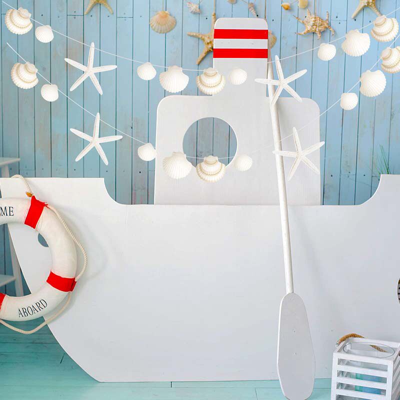 商场夏天海洋风格布置店铺橱窗装饰海星贝壳拉花游泳馆背景墙挂饰