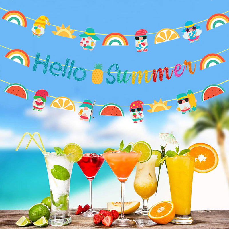 商场夏天活动布置冰淇淋拉旗夏威夷沙滩海边主题夏日泳池派对装饰