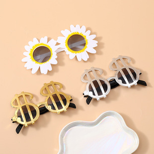 电镀美金眼镜搞笑眼镜派对装饰趣味过生日眼镜网红拍照搞怪道具