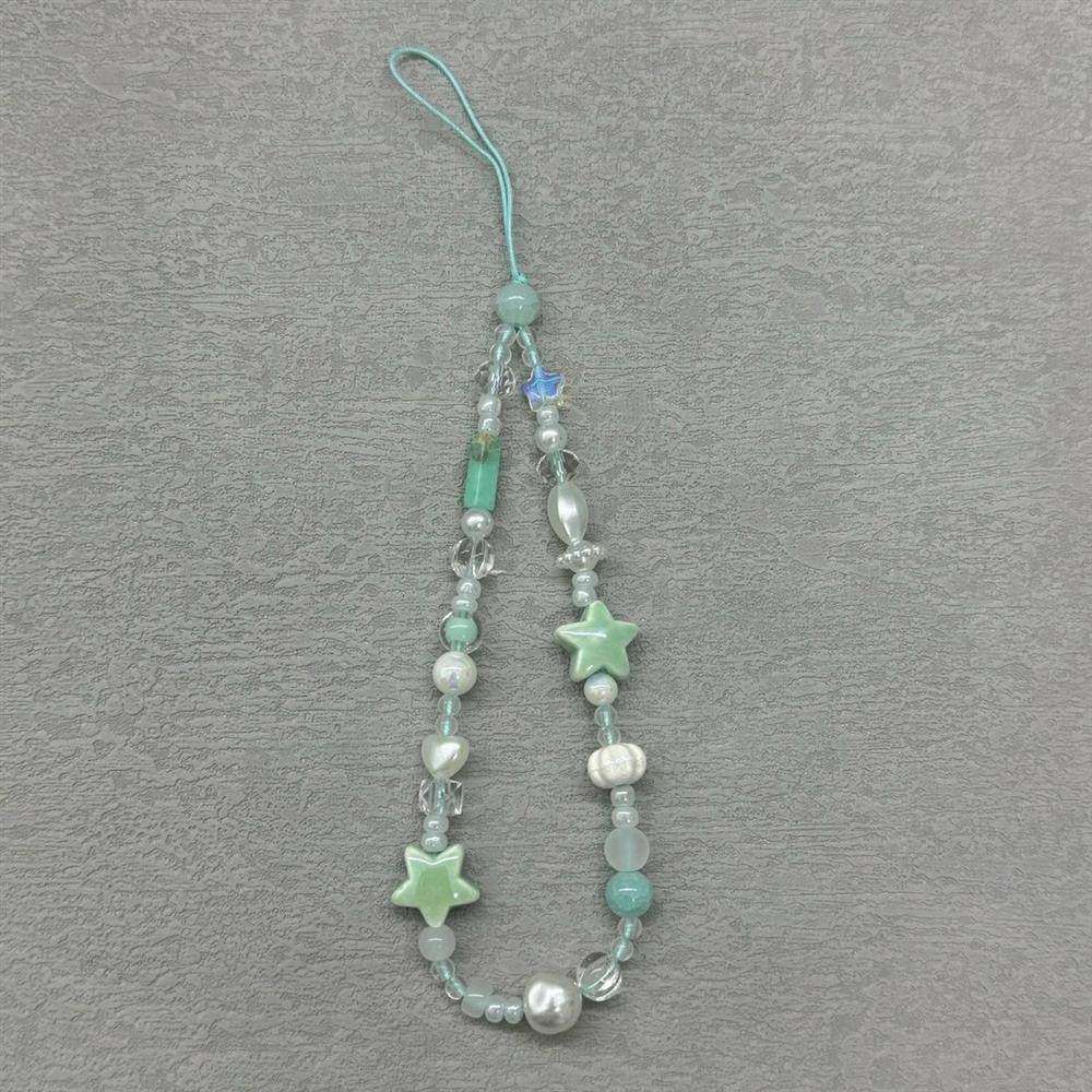 原创薄荷曼波陶瓷星星串珠挂件钥匙扣ccd拍立得相机手机链挂绳女
