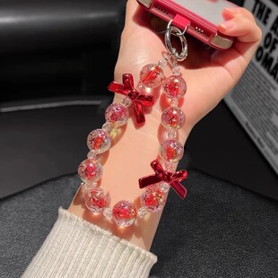 高端精致蝴蝶结手链串珠手机链挂件手腕防丢挂链腕带链条垫片挂坠