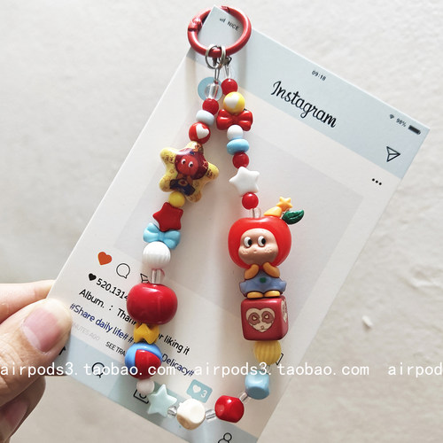 星星人串珠手机链卡片机装饰挂链背包挂绳少女心包包饰品可爱卡通