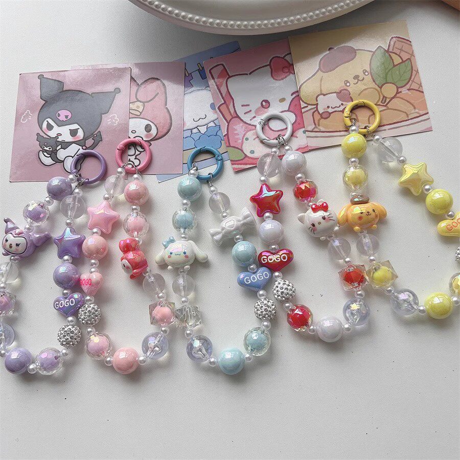 手机挂绳短款手腕挂链ins可爱猫美乐蒂饰品吊坠女生钥匙扣壳结实