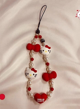 CASE新款KT猫HelloKitty手机链串珠链条饰品挂绳女可爱卡通凯蒂猫