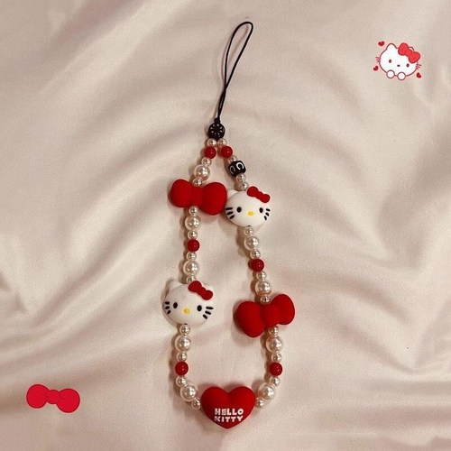 CASE新款KT猫HelloKitty手机链串珠链条饰品挂绳女可爱卡通凯蒂猫