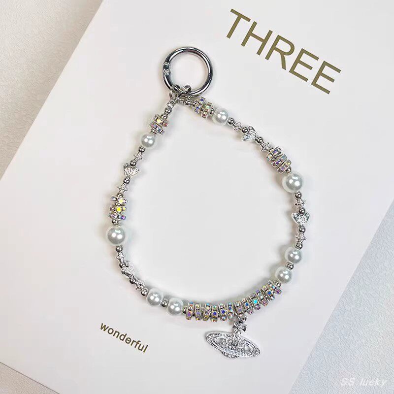 小行星手机链新款挂绳短款高端手链水晶珠子串珠挂件包腕带链挂件