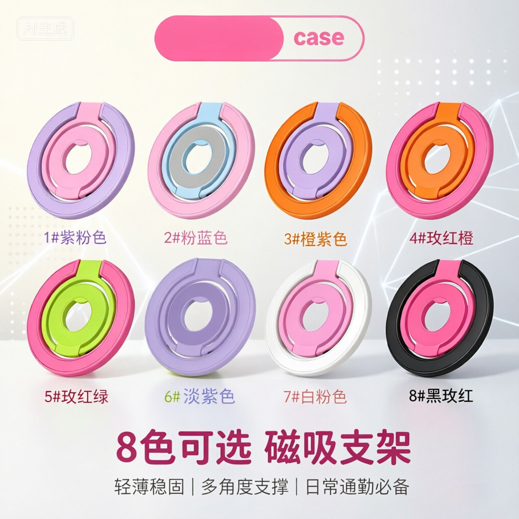 高端旋转折叠磁吸支架指环金属手机车载支架magsafe双面磁吸合金