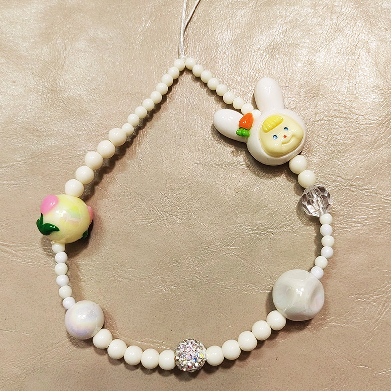 可爱卡通兔子手腕挂绳手机壳包包相机装饰品挂链外出便携短款女神