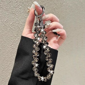奢华高级感水晶手提链条手腕短挂绳带夹片手机壳钥匙扣包包挂件潮