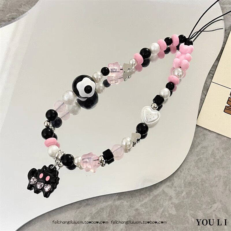 小猫咪吊坠手机链手工珠串链条手腕挂绳高级感挂件相机挂饰短挂链