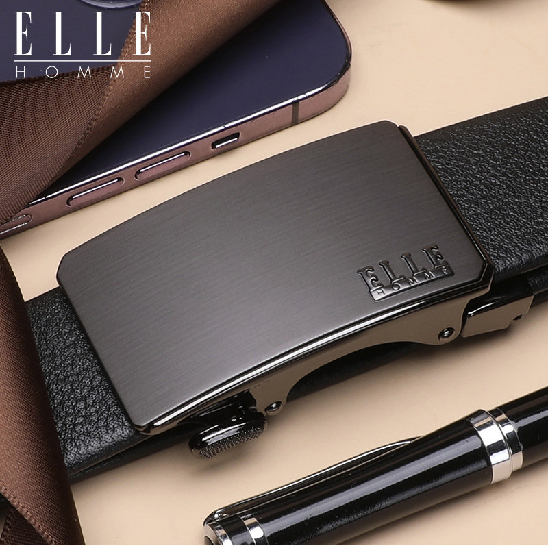 ELLE HOMME真皮腰带男士商务休闲自动扣皮带轻奢品牌正装裤带礼物