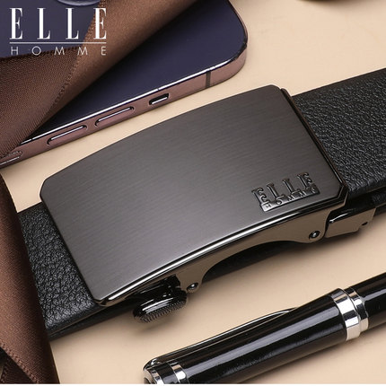 ELLE HOMME真皮腰带男士商务休闲自动扣皮带轻奢品牌正装裤带礼物