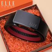情人节礼物 ELLE HOMME新款 真皮红腰带本命年自动扣皮带男裤 带
