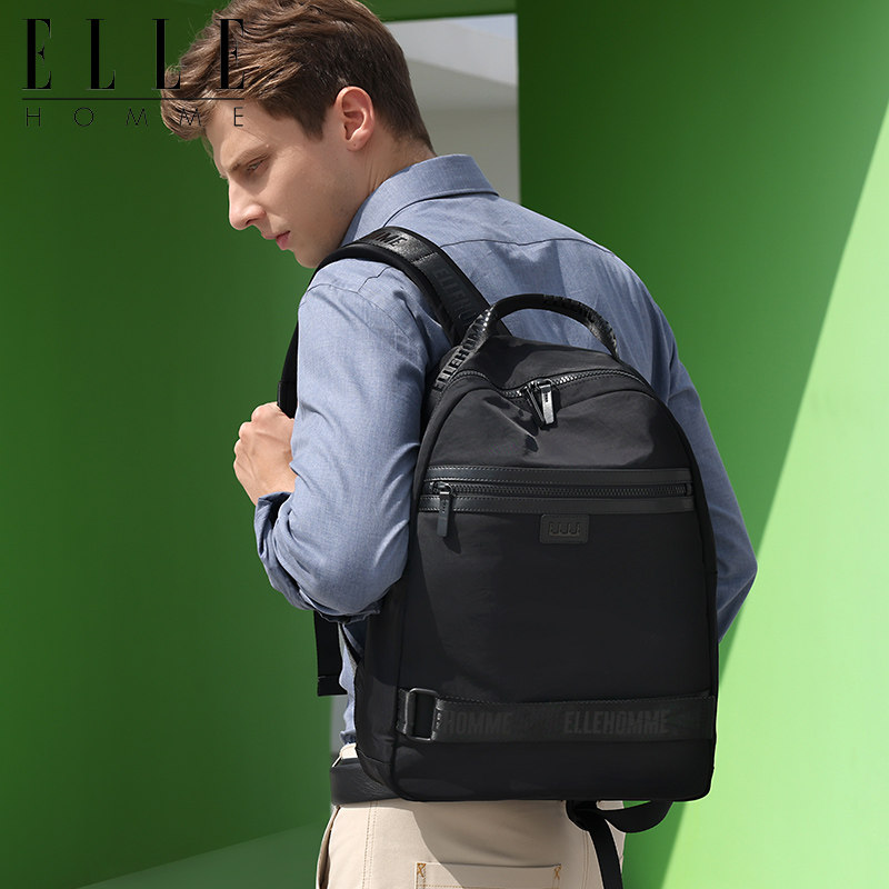 ELLE HOMME新款双肩包男商务休闲背包大容量电脑包户外旅行包书包