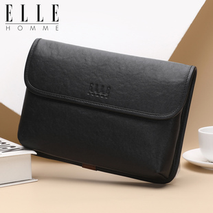 ELLE HOMME新款真皮单肩包男款斜挎包轻奢品牌挎包轻便牛皮手拿包