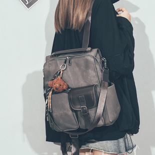 英伦复古双肩包女2025新款 大容量软皮质旅游通勤背包学生书包 时尚