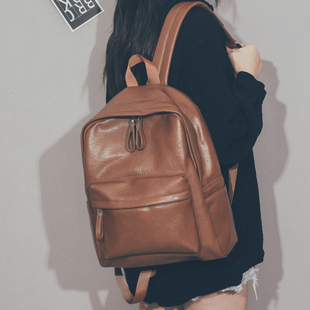 书包女森系复古软皮大学生双肩包休闲简约ins潮大容量旅行背包男