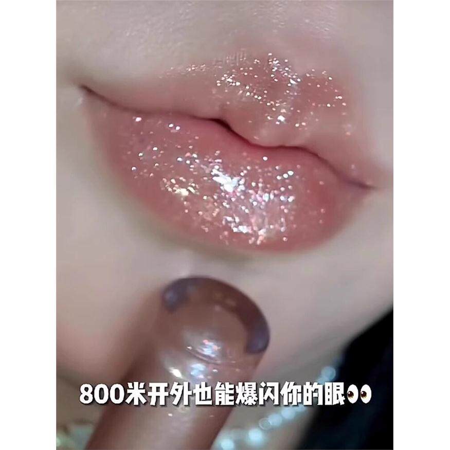 爆闪预警!小刨冰爆灯闪口红水光滋润玻璃嘟嘟镜面唇蜜细闪欧美