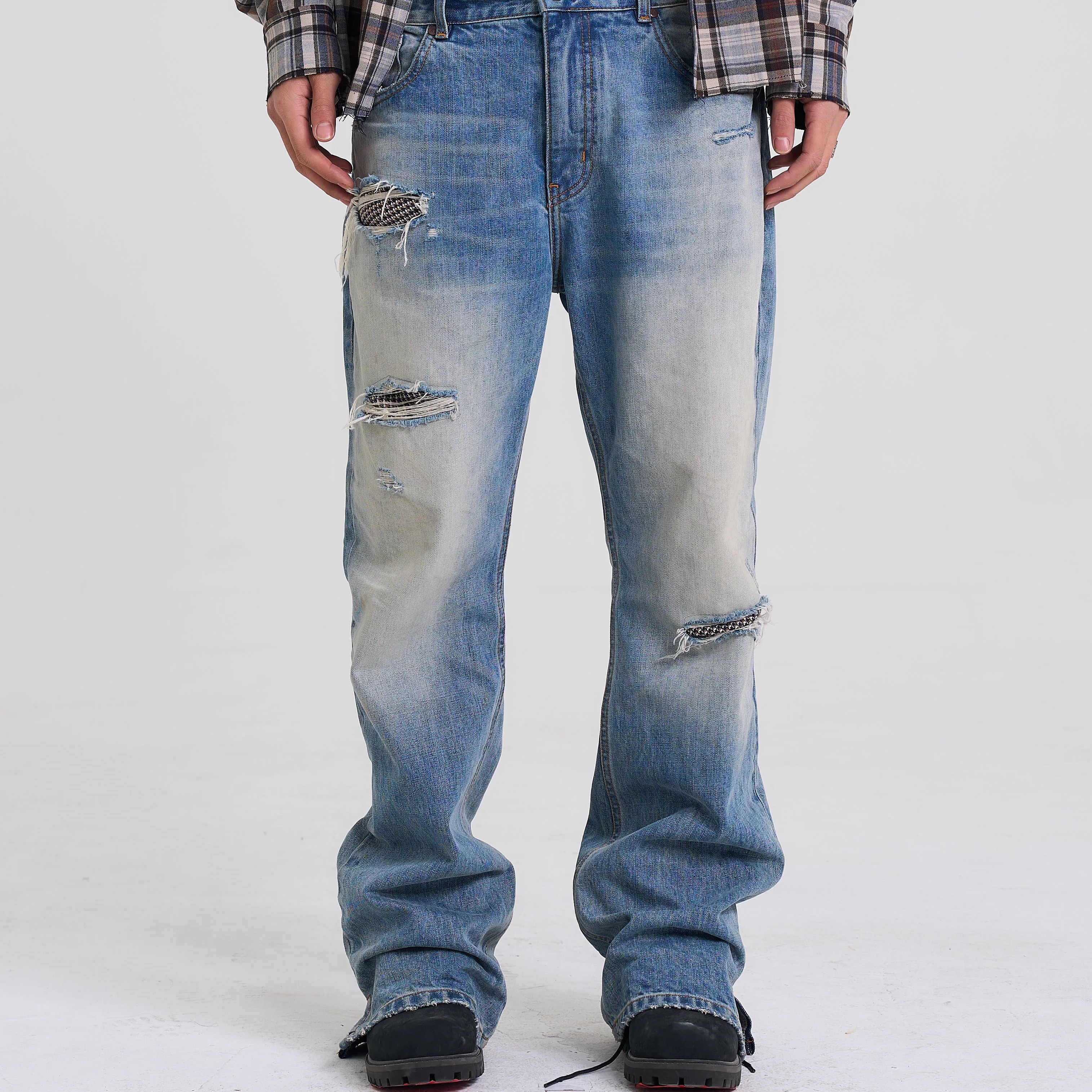 EK水洗贴布直筒休闲长裤