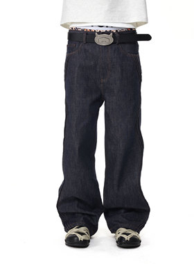 EK/EVILKNIGHT 春夏立体剪裁扭曲线条原牛阔腿宽松百搭休闲牛仔裤