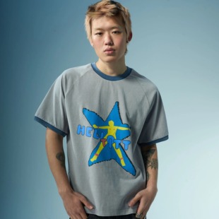 圆领T恤 EVILKNIGHT春夏五星人像撞色印花宽松百搭2025休闲短袖
