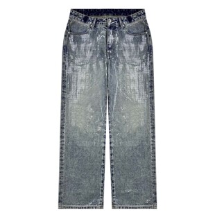 EK 春夏闪闪惹人爱鱼鳞珠片工艺宽松阔腿直筒宽松休闲牛仔长裤