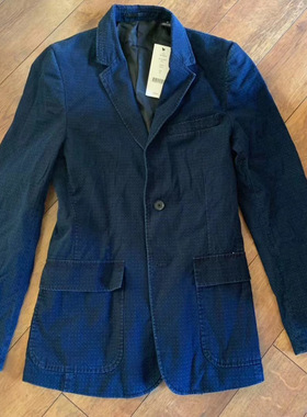 XS码DKNY唐可娜儿男士春秋季休闲藏蓝色修身款小码单西装西服外套