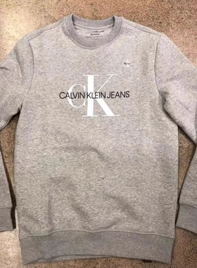 捡漏！瑕疵S码CK/Calvin Klein男士经典款灰色加绒圆领百搭卫衣