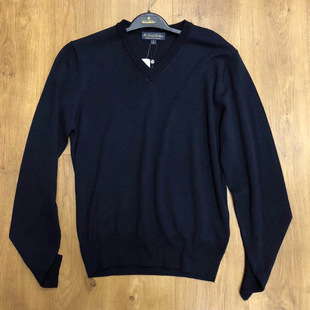 Brooks Brothers布克兄弟男士重磅高端绵羊毛v领针织衫打底毛线衣